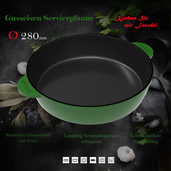 Servierpfanne aus Gusseisen 28 cm Emailliert
