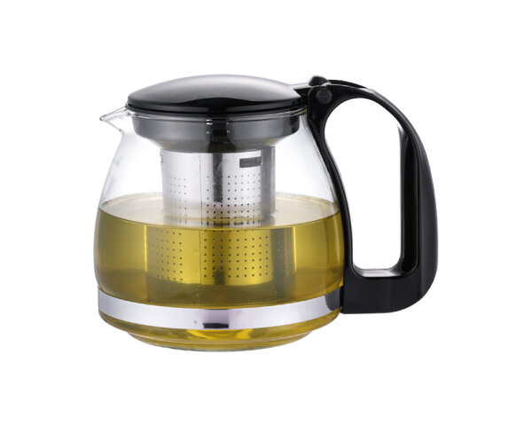 Teekanne Glas mit Edelstahl Sieb hitzebeständig Glaskanne mit Deckel 700 ml